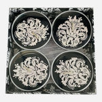 Black Ivory Damask Floral Tin Candles Set of 4 Amsterdam Decorative NIB