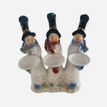 Vintage ELEMENTS Snowmen Trio Candle Holder Ceramic Christmas Tabletop Figurine