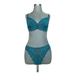Victoria's Secret Vintage Floral Lace Bra Set Green 36D/L Underwire Lingerie