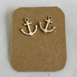 Gold Plated Anchor Charm Earrings Nautical Theme Vintage 0.75”x0.75” NWOT