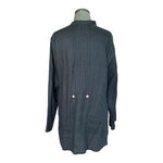 Harve Benard 100% Linen Charcoal Grey Mandarin Collar Button Up Tunic Women Sz L