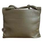 Lia Numa Italy Olive Green Calf Leather Tote Knot Handles Charm Logo Handbag EXC
