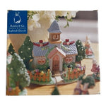 Rabbit & Co Lighted Church Easter Village Porcelain Heart Windows Flowers Fence