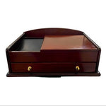 Vintage Mahogany Wood Jewelry Box Large Felt Lined Drawer Storage 13x10.5 VG