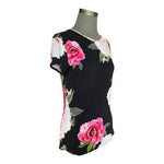 Ted Baker London Black Floral Print Top Short Sleeve Roses Womens 3