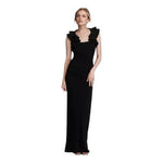 Laundry by Shelli Segal Black Ruffled Sleeve Maxi Dress Women's Gown Size 12