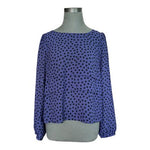 BCBGeneration Purple Polka Dot Blouse Long Sleeve Keyhole Back Top Womens Sz M