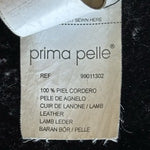 Women's Black Prima Pelle Shearling Fur Trim Wrap Coat Belted Long Jacket Size M