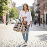 MIIN Striped Pet Carrier Bag Soft Sided Dog Cat Travel Tote Crate Style NWOT