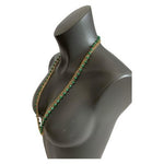 HongKong Gold Tone Chain Necklace Green Beads Multilayered Oversized Jewelry 32"