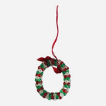 Ganz Cardinal Wreath Christmas Ornament Red Green Acrylic Beads 2" Hanging VG