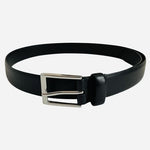 Banana Republic Black Leather Belt Men's Size 34 Silver Tone Square Buckle VG