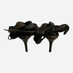 ICONE Chocolate Brown Leather Ankle Strap Stiletto Heels Made in Italy US6 EU36