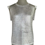Porridge Womens Size M Metallic Silver Knit Sleeveless Crew Neck Top
