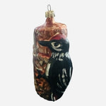 Vintage Glass Woodpecker on Tree Bark Christmas Ornament 2.75x5" VG