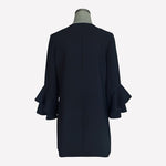 Alfani Women Blazer PM Black Ruffle Sleeve Front Zip Lined Trench Coat Jacket VG