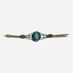 Vintage Silver Tone Faux Turquoise Cabochon Link Bracelet Women's VG