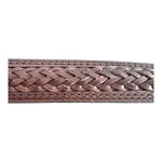 Mens Braid Weave Brown Genuine Cowhide Leather Silver Solid Square Buckle XL VG