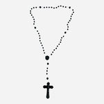 Black Plastic Beaded Rosary Necklace Cross Pendant Christianity Vatican Rosary