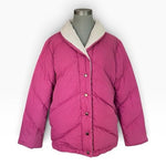 Vintage Saks Fifth Avenue Reversible Down Puffer Jacket Pink Beige Womens Size S