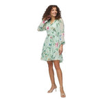 WHBM Silk Rayon Burnout Godet Mini Dress Multicolor Floral Long Sleeve Size 4