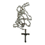 Catholic Clear Bead Rosary Necklace Silver Miraculous Medal Crusifix Cross NIP