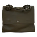 Lia Numa Italy Olive Green Calf Leather Tote Knot Handles Charm Logo Handbag EXC