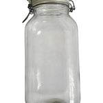 Vintage Large Glass Square Canister Jar Wire Bail Swing Top 11" Storage Good