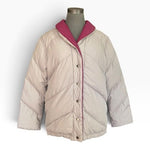 Vintage Saks Fifth Avenue Reversible Down Puffer Jacket Pink Beige Womens Size S