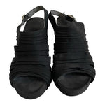 Aerosoles Black Strappy Wedge Sandals Open Toe Slingback Comfort Size 6