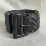Banana Republic Brown Woven Genuine Leather Belt Size M 2.25" Very Good