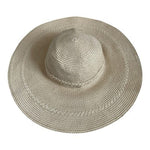 D&Y Wide Brim Floppy Straw Sun Hat Ivory Braided Trim Scalloped Brim G+