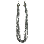 Multi Strand Silver Ball Chain Choker Necklace Gold Pave End Caps 16" VG