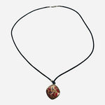 VNTG Red Gold Enamel Cloisonne Horse Unicorn Double Sided Pendant Cord Necklace