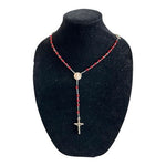 Vintage Pope John Paul II Medal Rosary Necklace Ruby Red Glass Bead Catholic NIB