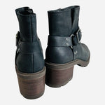 Lucky Brand Slyvin Black Leather Harness Ankle Boot Lug Sole Women's Size 9M NIB