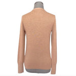 Halogen Women's Tan Merino Wool V-Neck Cardigan S Button Front Zip Pockets EXC