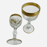 Pair Vintage Bohemian Gold Encrusted Cut Crystal Shot Glasses 4.25" Unsigned EXC