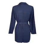 Vintage Clues Collection NY Paris Belted Jacket 4P Dark Blue Rayon Acetate VG