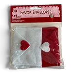 Valentines Felt Favor Envelopes Red White Heart Accents Set of 6 New