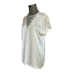 Escada Margaretha Ley 100% Silk Ivory Blouse Rose Lace Appliqué Top Sz 42 L NWT