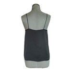 Mango Black Lace Satin Camisole Top Sleeveless V-Neck Lingerie Style Top Size S
