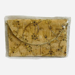 Artisan Gold Embroidered Canvas Purse Handbag Clutch Bag Wallet 8”x5.5” New