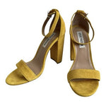 Steve Madden Carrson Yellow Suede Block Heel Sandals Womens 7.5M Excellent