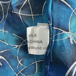 Invisible World Women's 100% Silk Hand Painted Floral Scarf Blue 16”x54” New