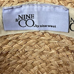 Nine West Wide Brim Raffia Floppy Sun Hat Natural Tan Dark Band Vintage VG