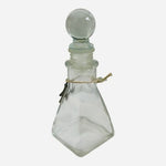 Small Clear Glass Bottle Ball Stopper Silver Star Charm Decorative 5"  VG