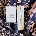 Ann Taylor Navy Blue Pink Floral Popover Blouse Size M Sheer Peasant Eyelet Top