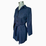 Vintage Clues Collection NY Paris Belted Jacket 4P Dark Blue Rayon Acetate VG