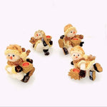 4x Snowman Candle Holder Ceramic Gold Glitter Christmas Decor Set 4" NIB